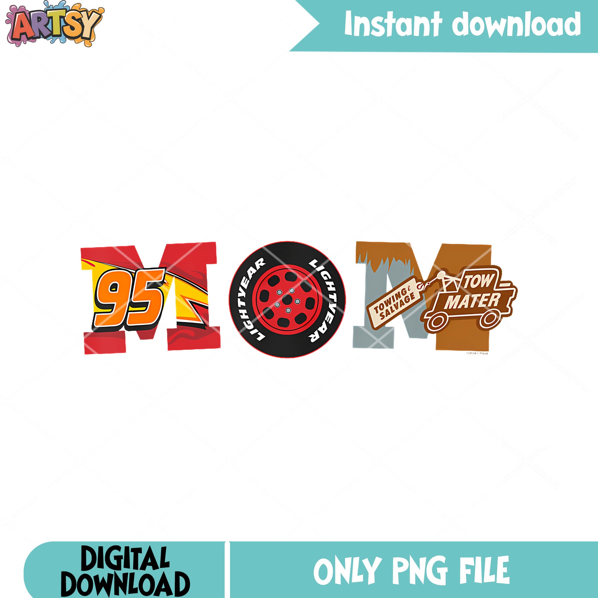Pixars Cars Mom Birthday png, lightning mcqueen​ png, disney png