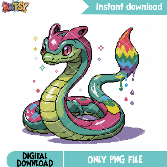 Pixel snake fan made poster png, pokemon gifts png, pokemon poster png