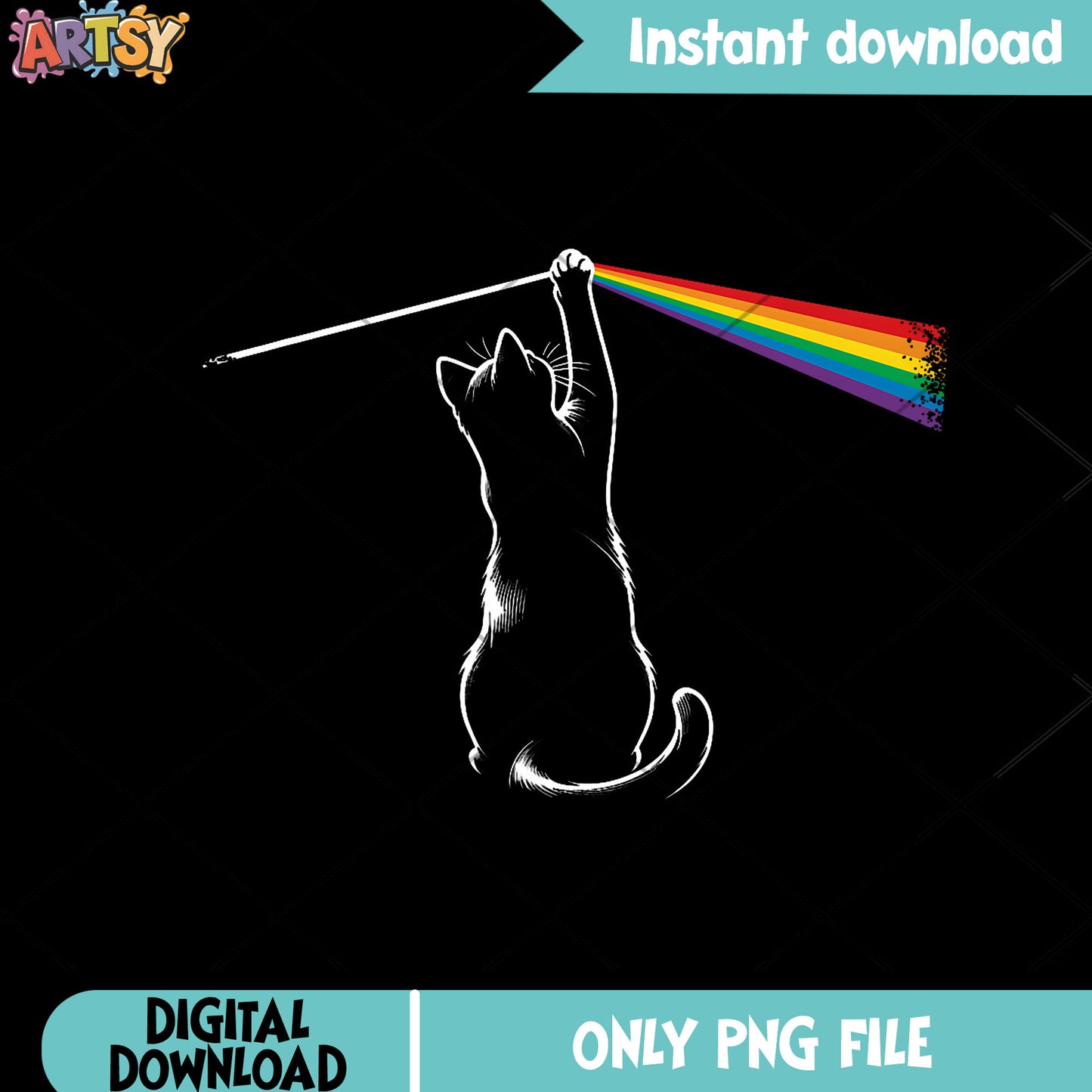 Playing With Light Cat Gift Men png, cute cats png, rainbow png