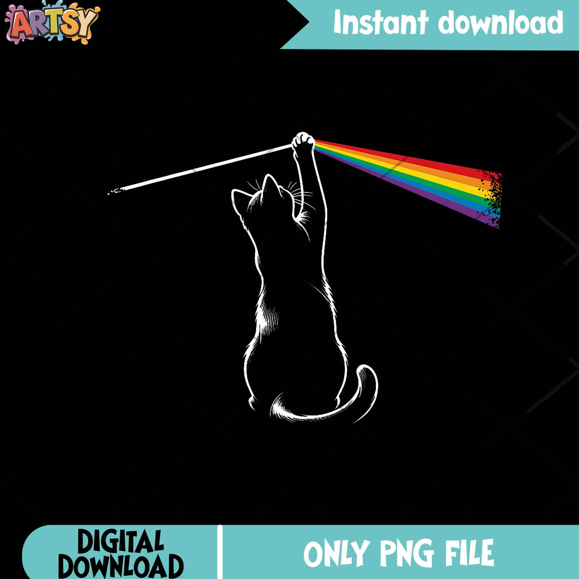 Playing With Light Cat Gift Men png, cute cats png, rainbow png