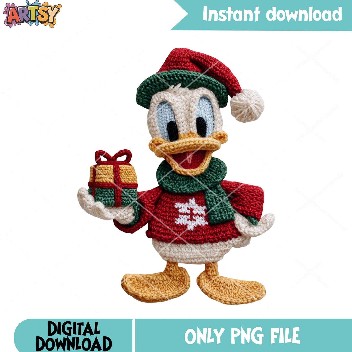 Plush toy duck christmas png, disney Christmas png, Donald duck png