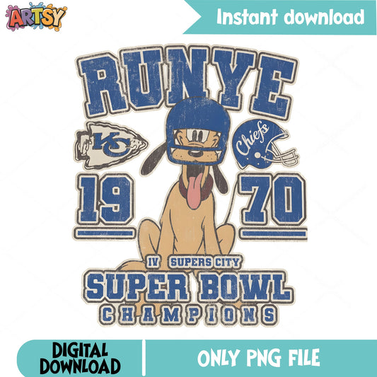 Pluto Kansas Chiefs Super Bowl PNG, Disney Football PNG, KC Chiefs PNG