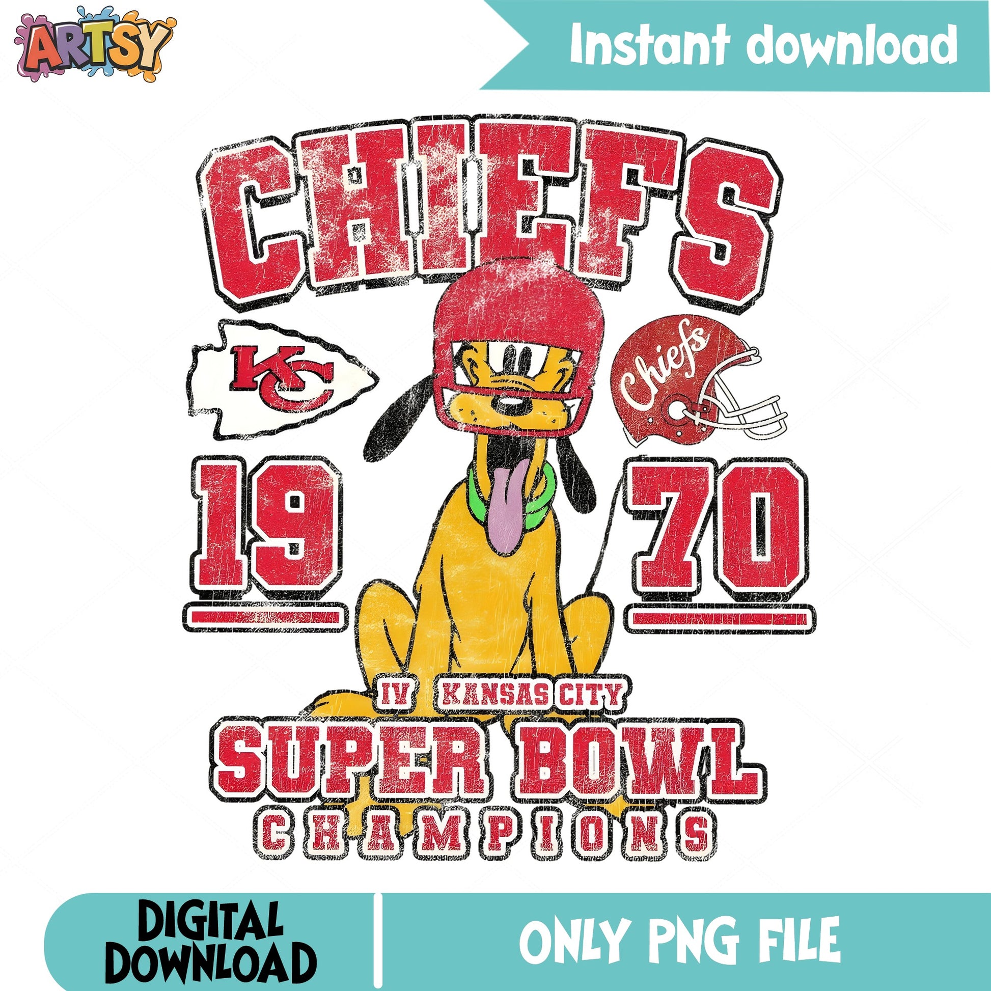 Pluto Kansas City Chiefs PNG, Super Bowl Champions PNG, NFL PNG