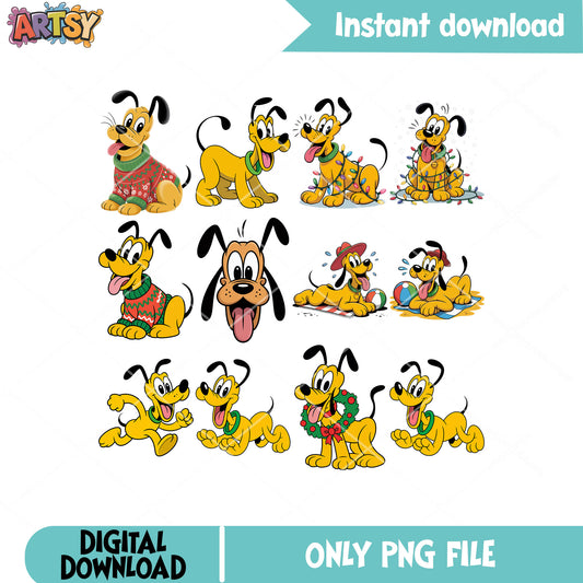 Pluto cute dog png bundle, pluto disney png, pluto baby png