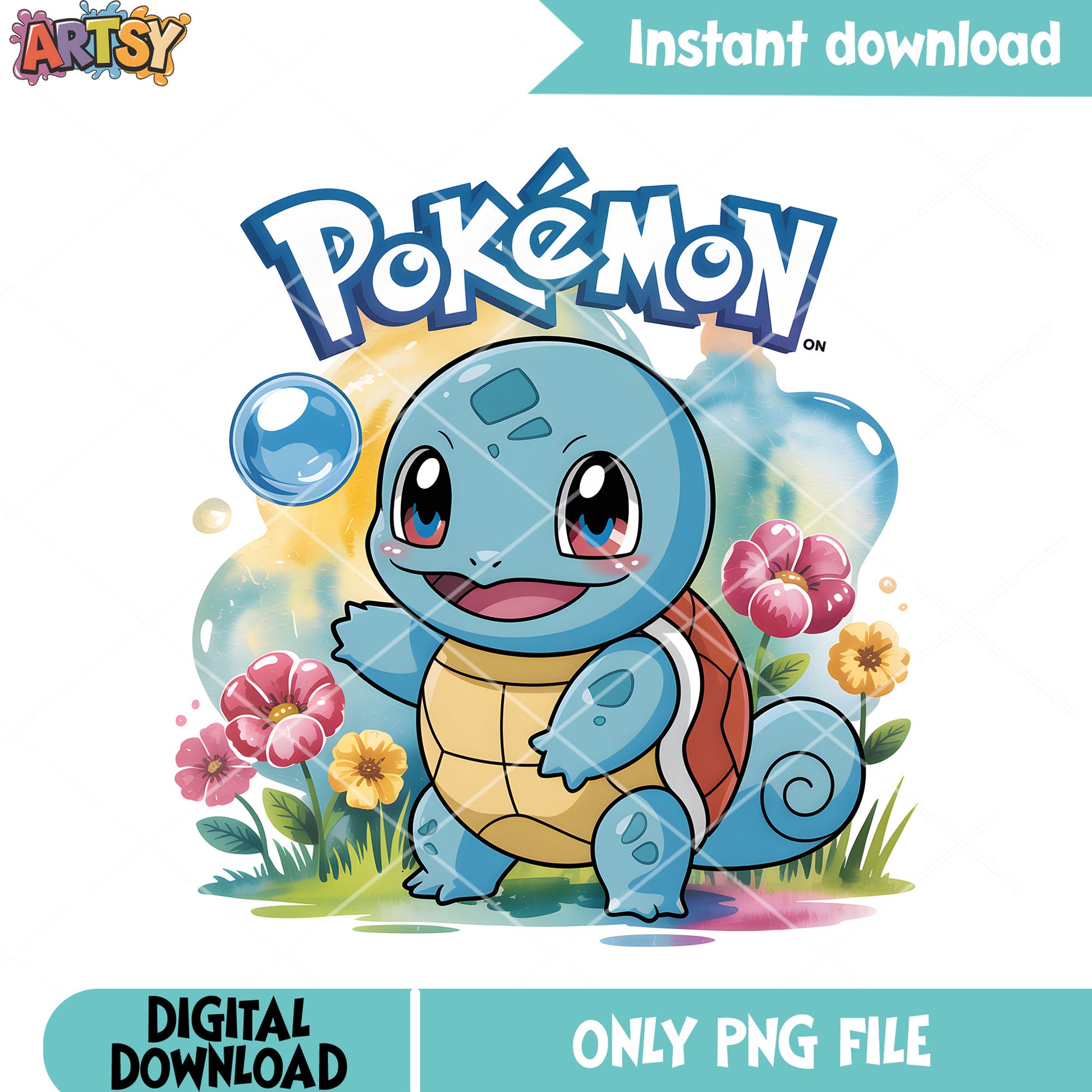Pokemon flower squirtle png, squirtle pokemon png, pokemon character png