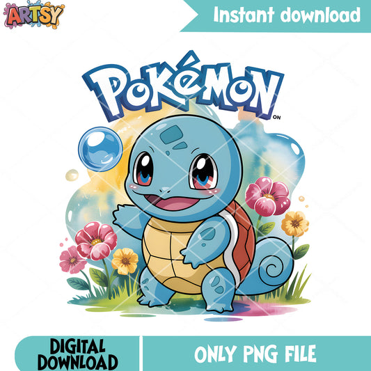 Pokemon flower squirtle png, squirtle pokemon png, pokemon character png