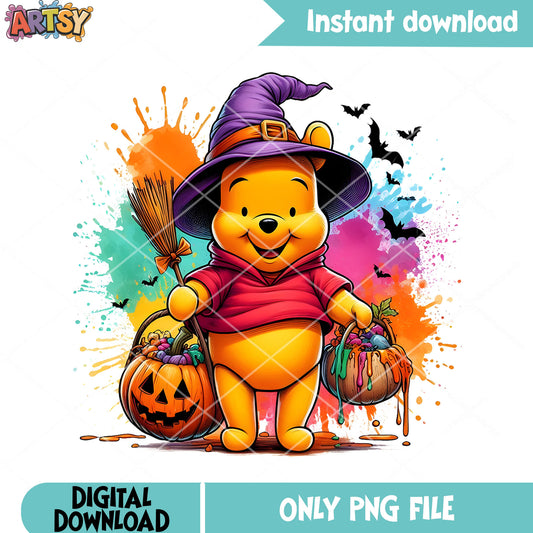 Pooh Bear TrickorTreat png , halloween art png , disney halloween png