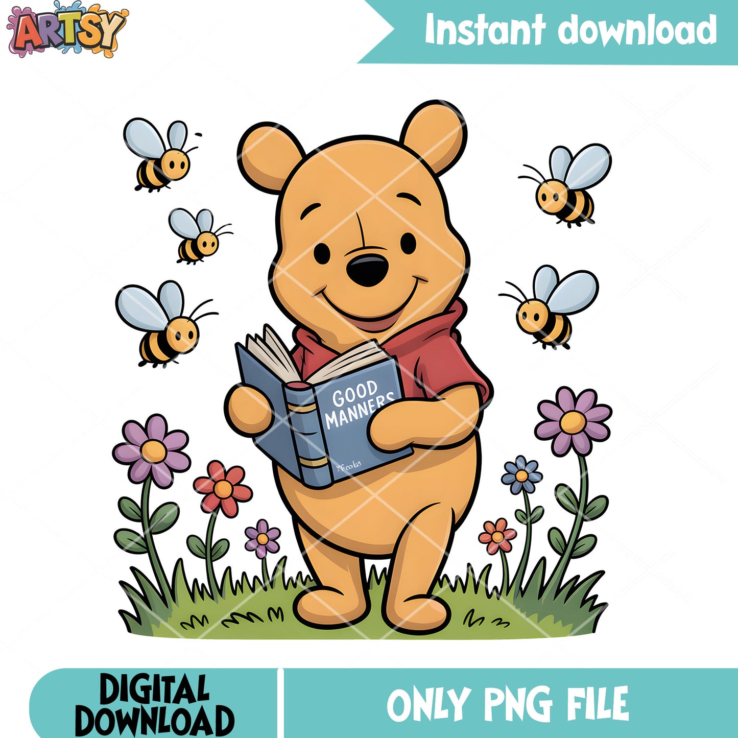 Pooh and bee in spring png winnie the pooh png, pooh friends png