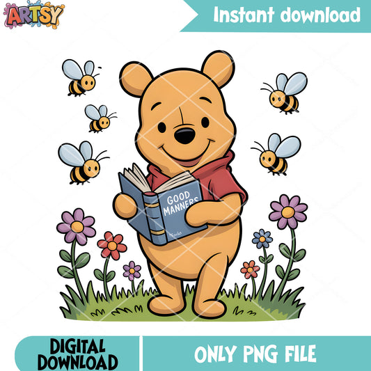 Pooh and bee in spring png winnie the pooh png, pooh friends png