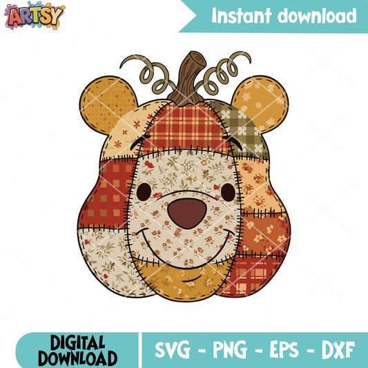 Pooh bear head pumpkin svg, pooh halloween svg, pooh pumpkin svg