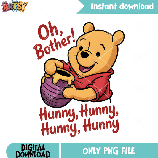 Pooh bear hunny lover png, vintage pooh png, classic pooh png