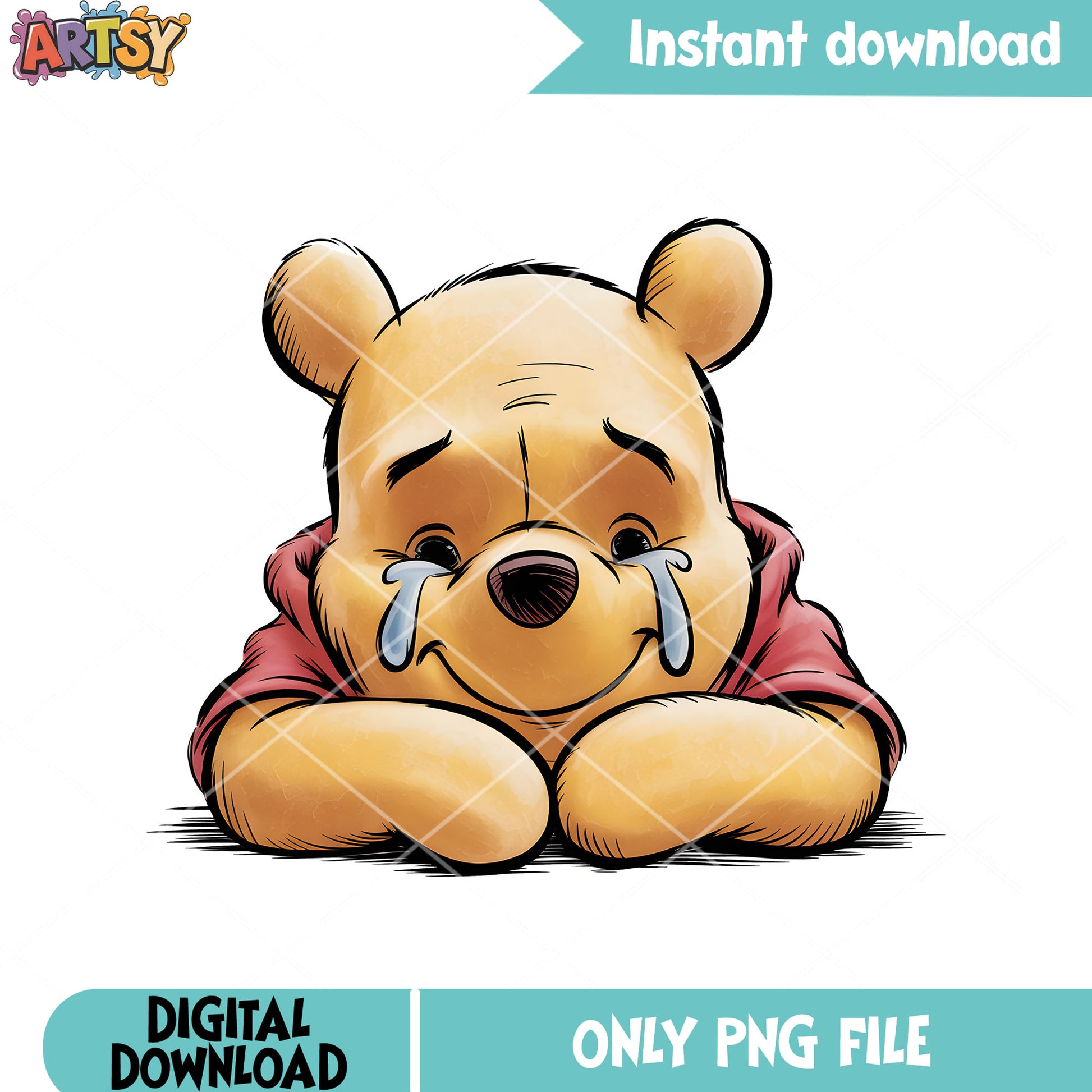 Pooh bear sad feeling poster png, pooh bear png,​ pooh poster png
