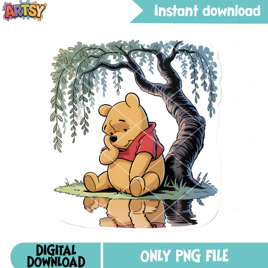 Pooh bear with lake png, pooh bear png,​ disney pooh png