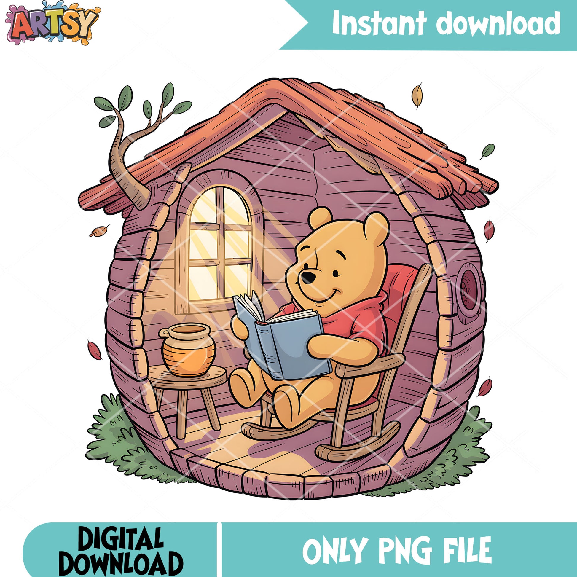 Pooh chillin house book png, winnie the pooh png, pooh bear png
