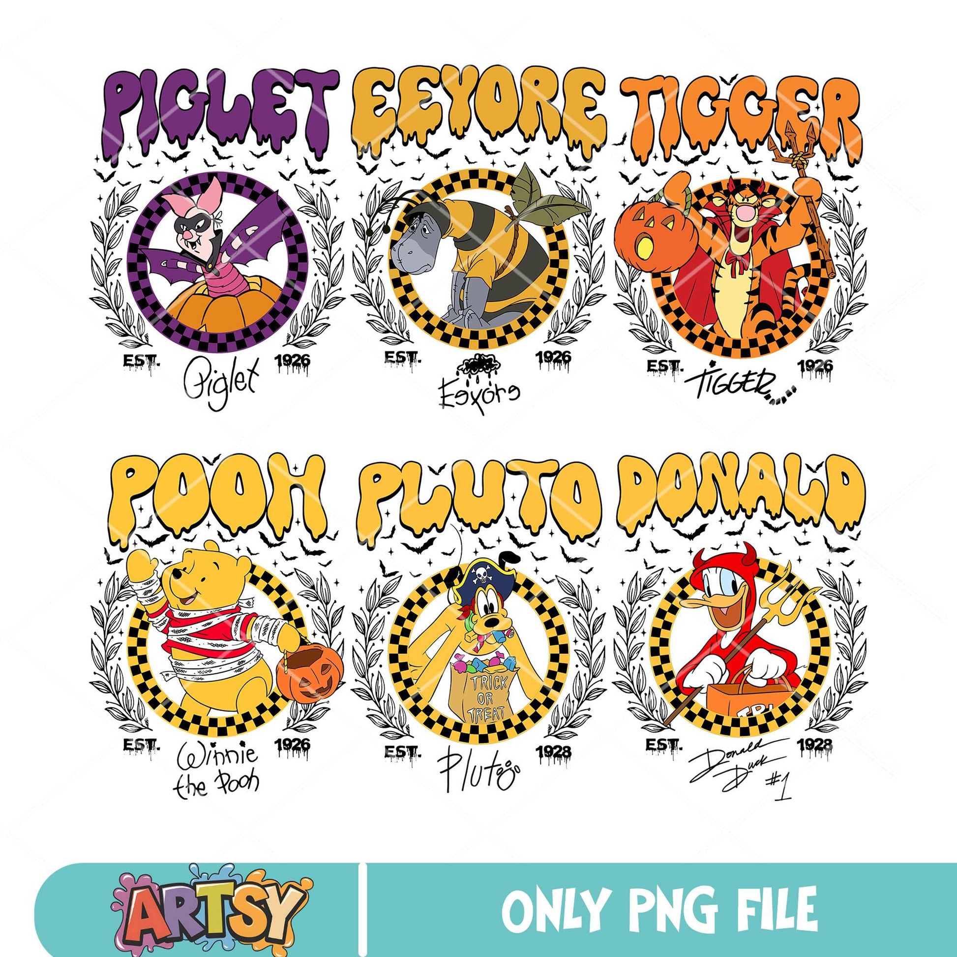 Pooh friends halloween png bundle, poooh halloween png, pooh friends png