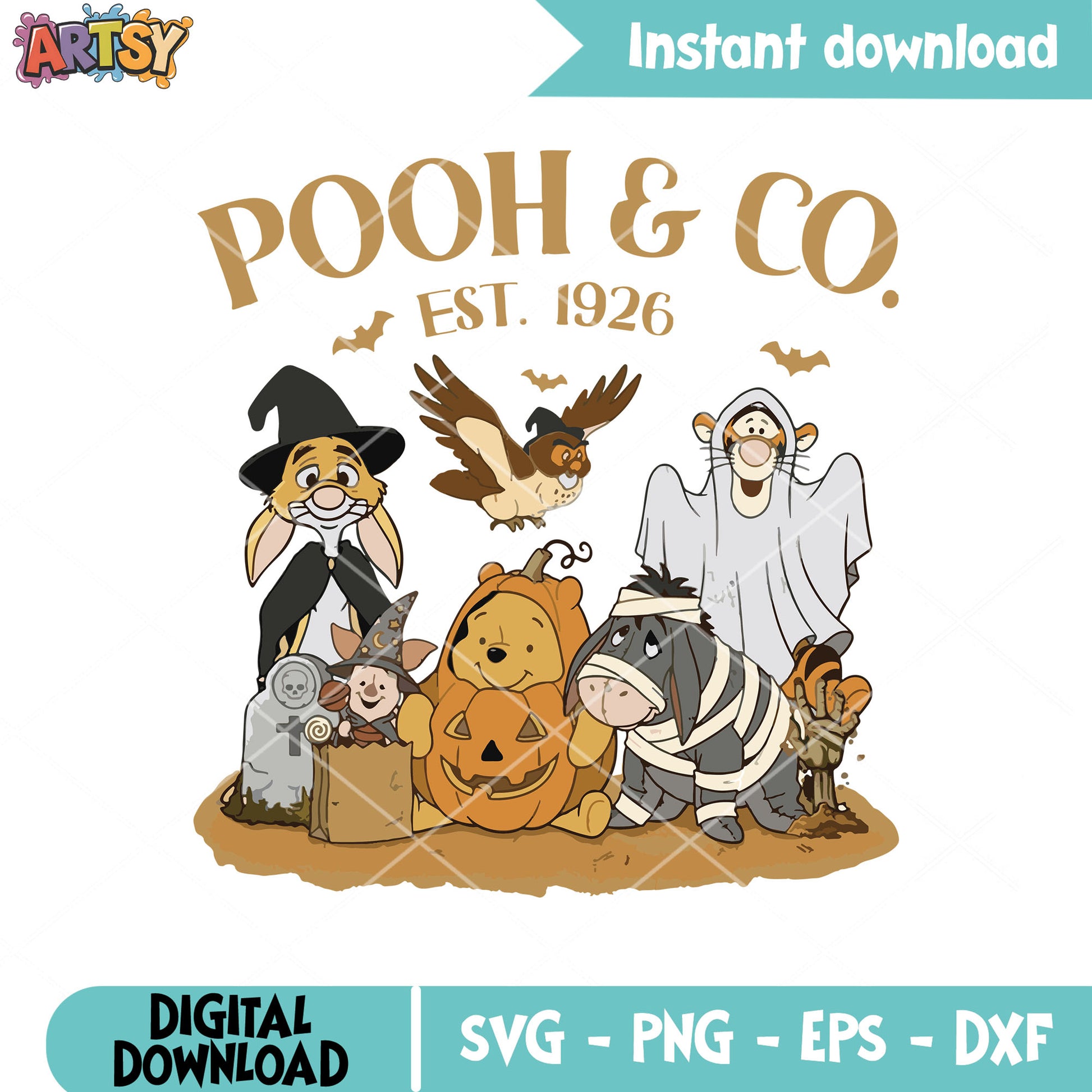 Pooh halloween co est svg, pooh pumpkin svg, winnie the pooh svg