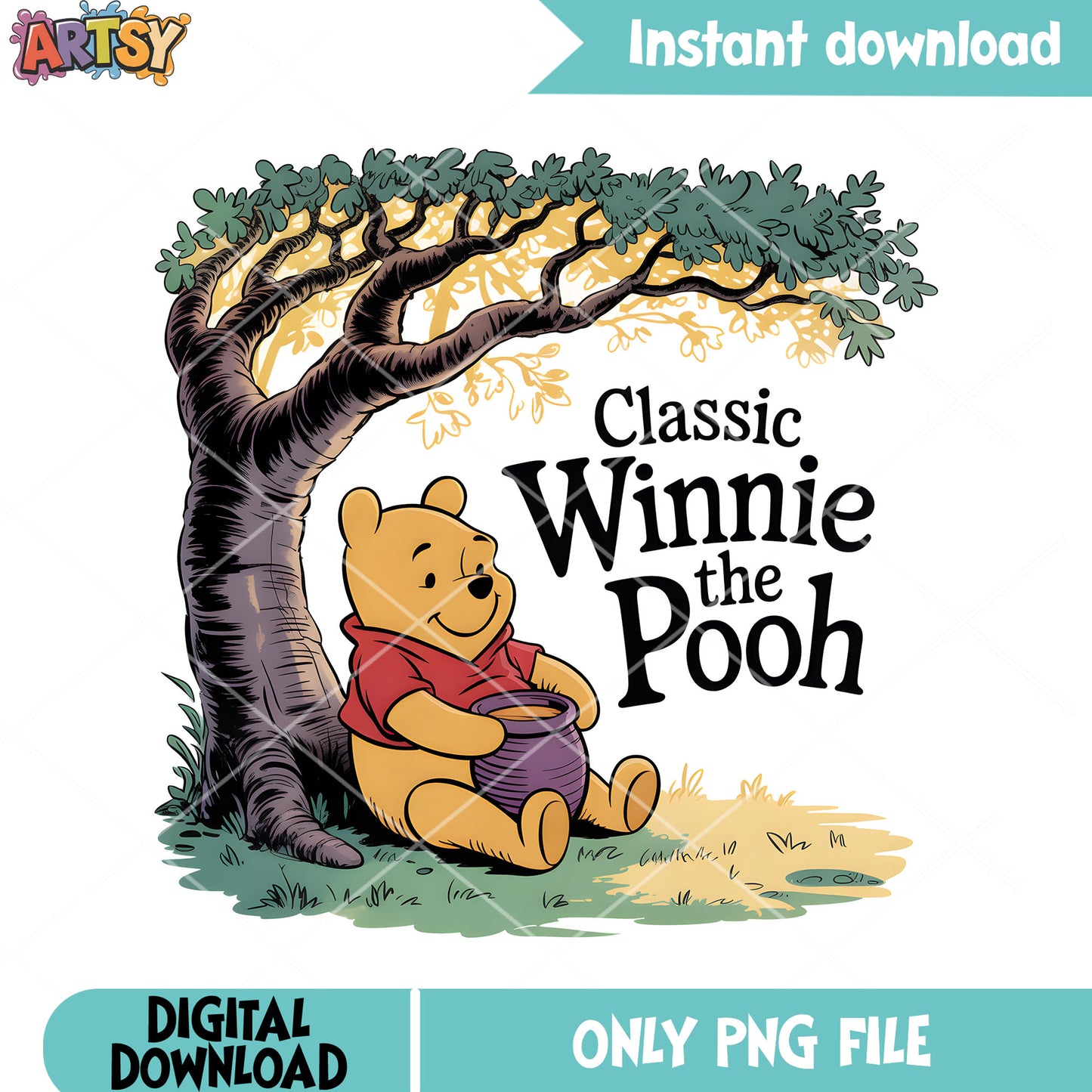 Pooh honey jar poster png, winnie the pooh png, disney poster png