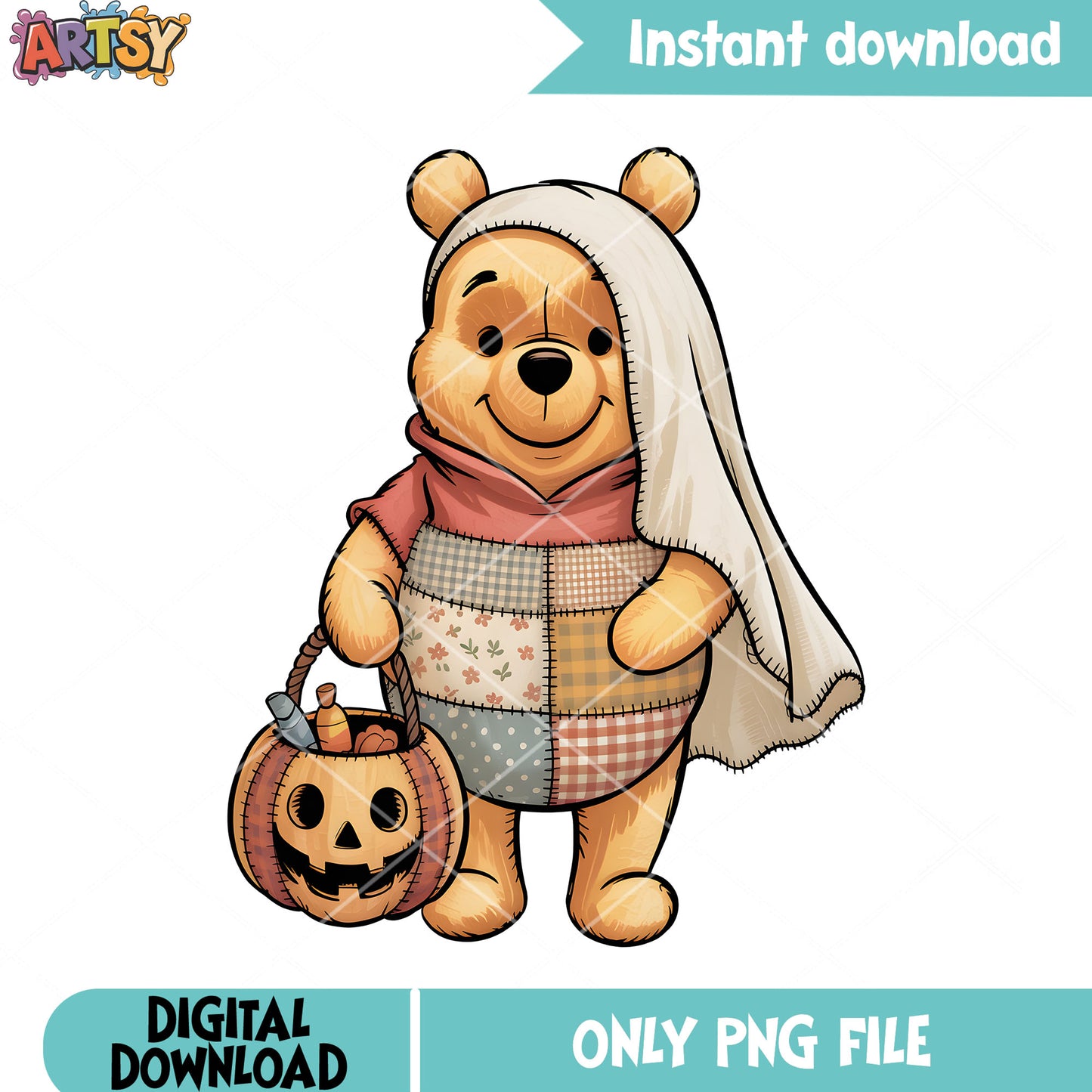 Pooh jack halloween png, halloween costume png, cute pooh bear png