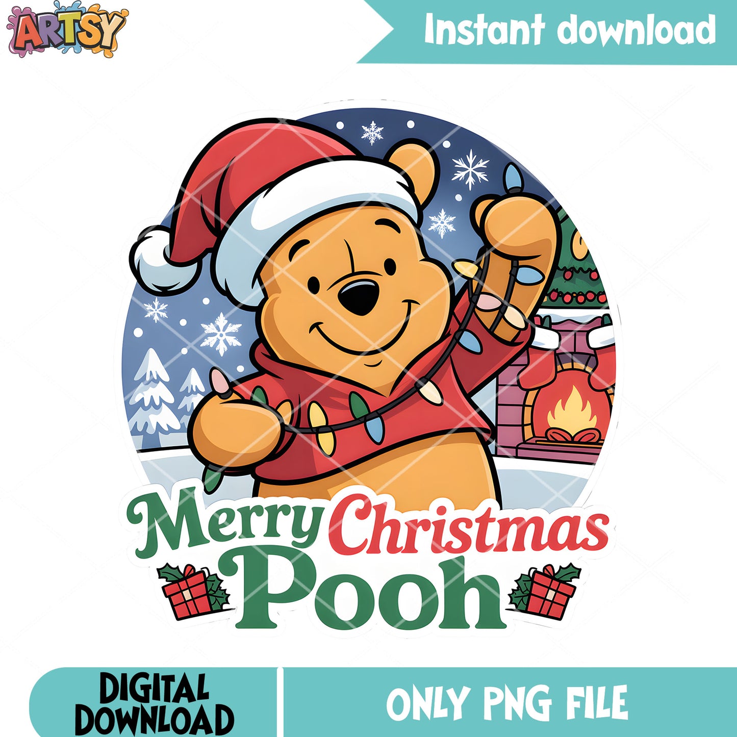 Poohmas season png, christmas vibes png, disney winnie the pooh png