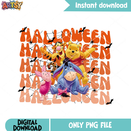 Pooh piglet tiger and eeyote png, disney halloween png, winnie the pooh png 