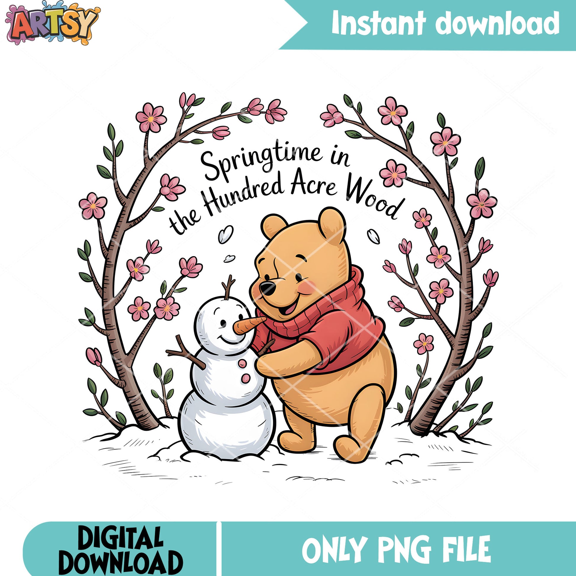 Pooh play snowman png, winnie the pooh png, disney pooh png