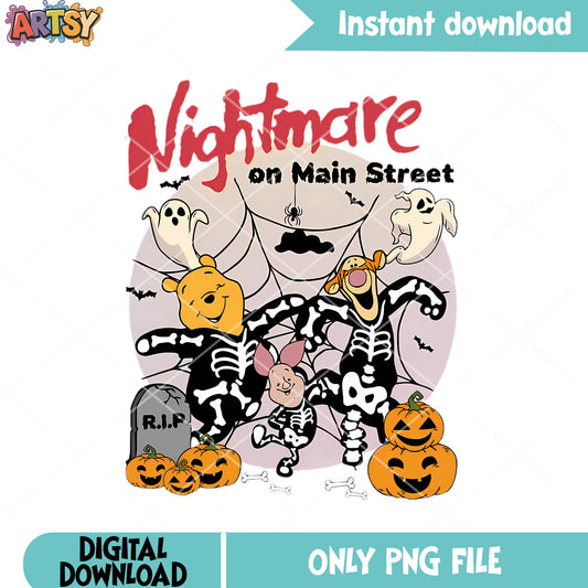 Pooh scary pupmkin png, disney halloween png, skeleton costume png