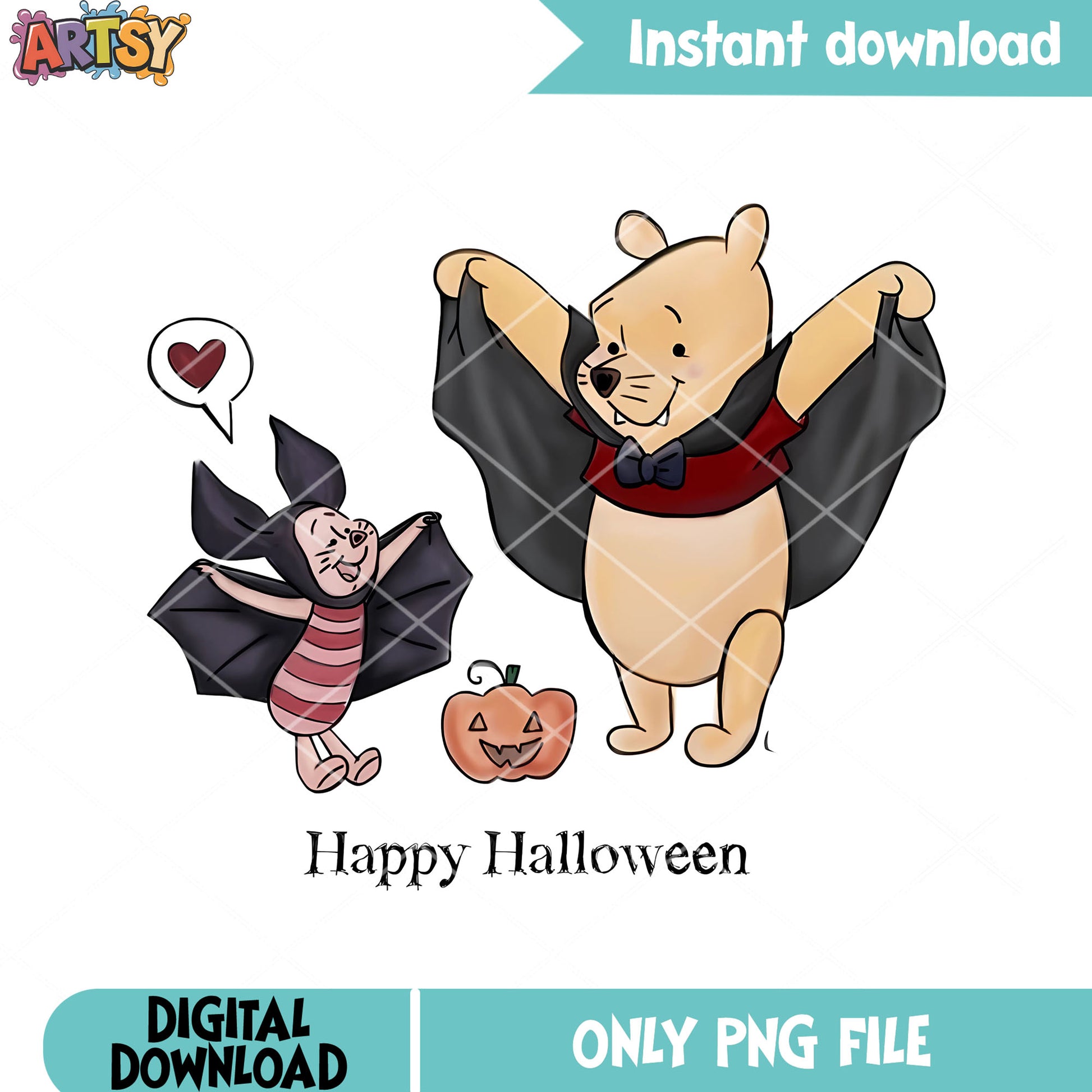 Pooh scary pupmkin png, disney halloween png, vampire costume png