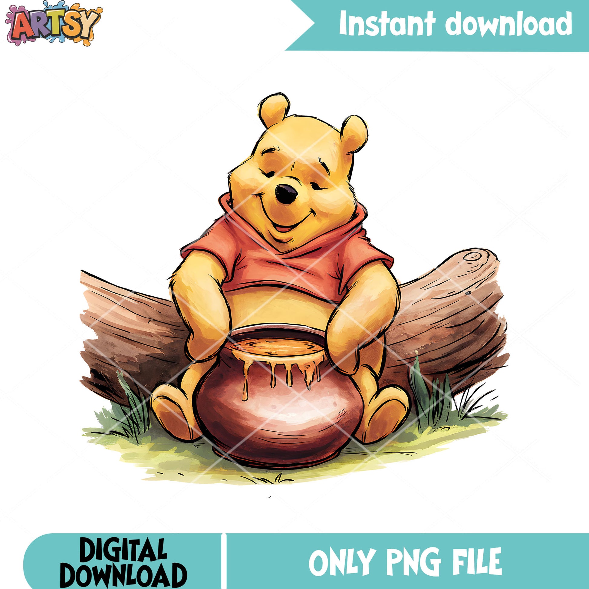Pooh sit on the log pooh bear png, honey bear pooh png, pooh bear png