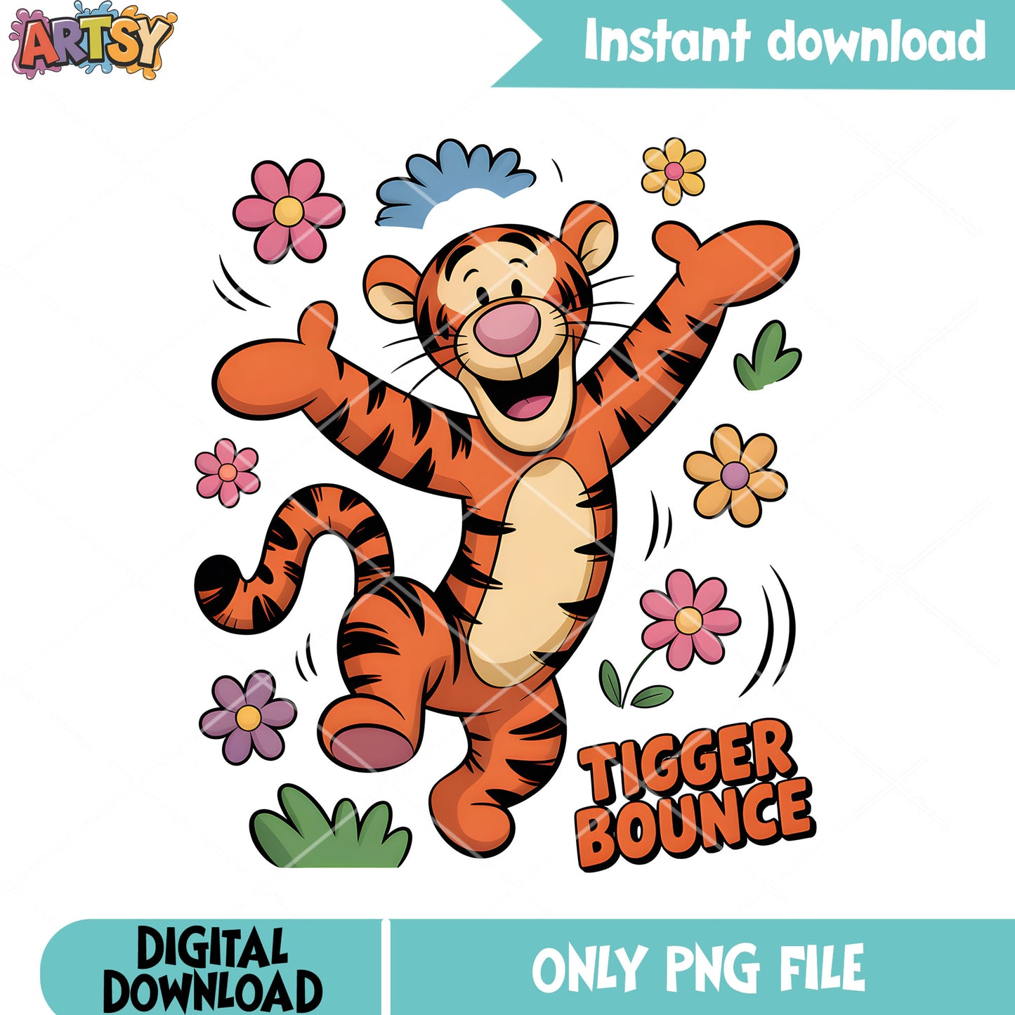Pooh tigger painting poster png, pooh friends png, disney tigger png