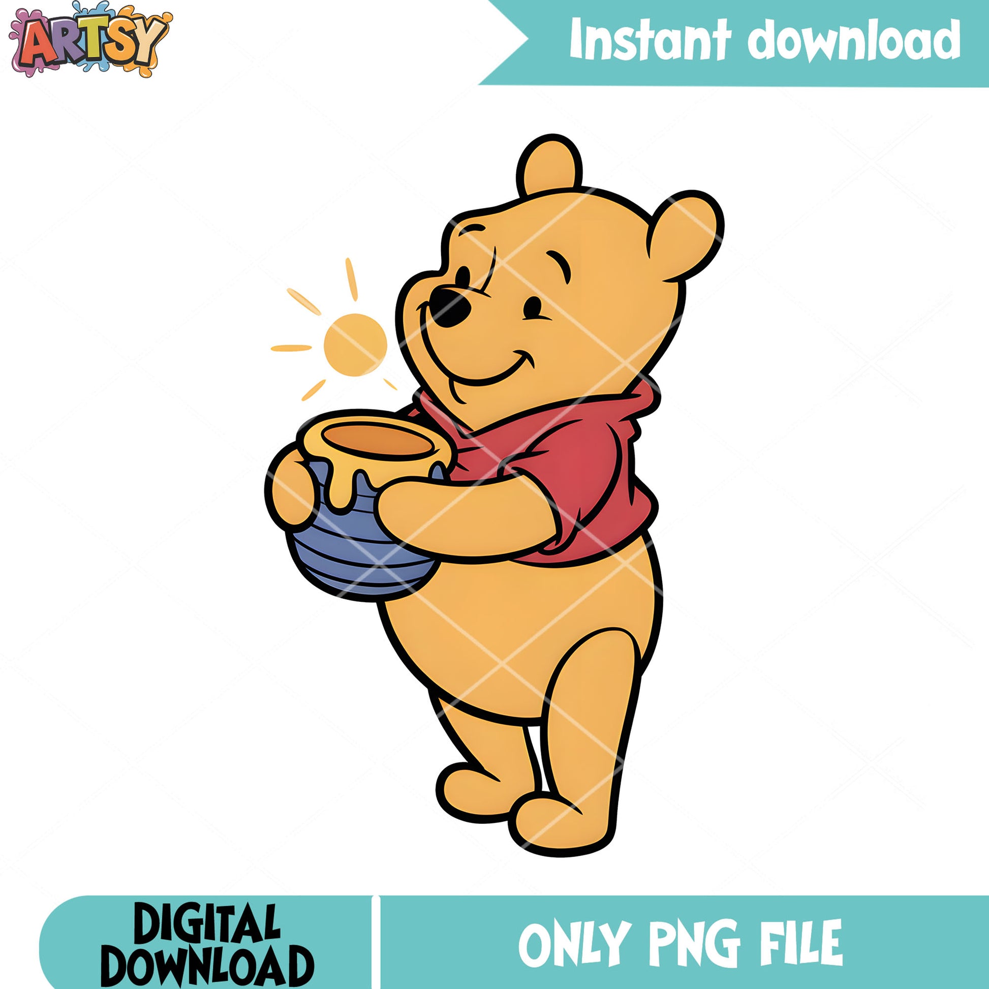 Pooh vibes love honey png, disney pooh bear png, pooh poster png