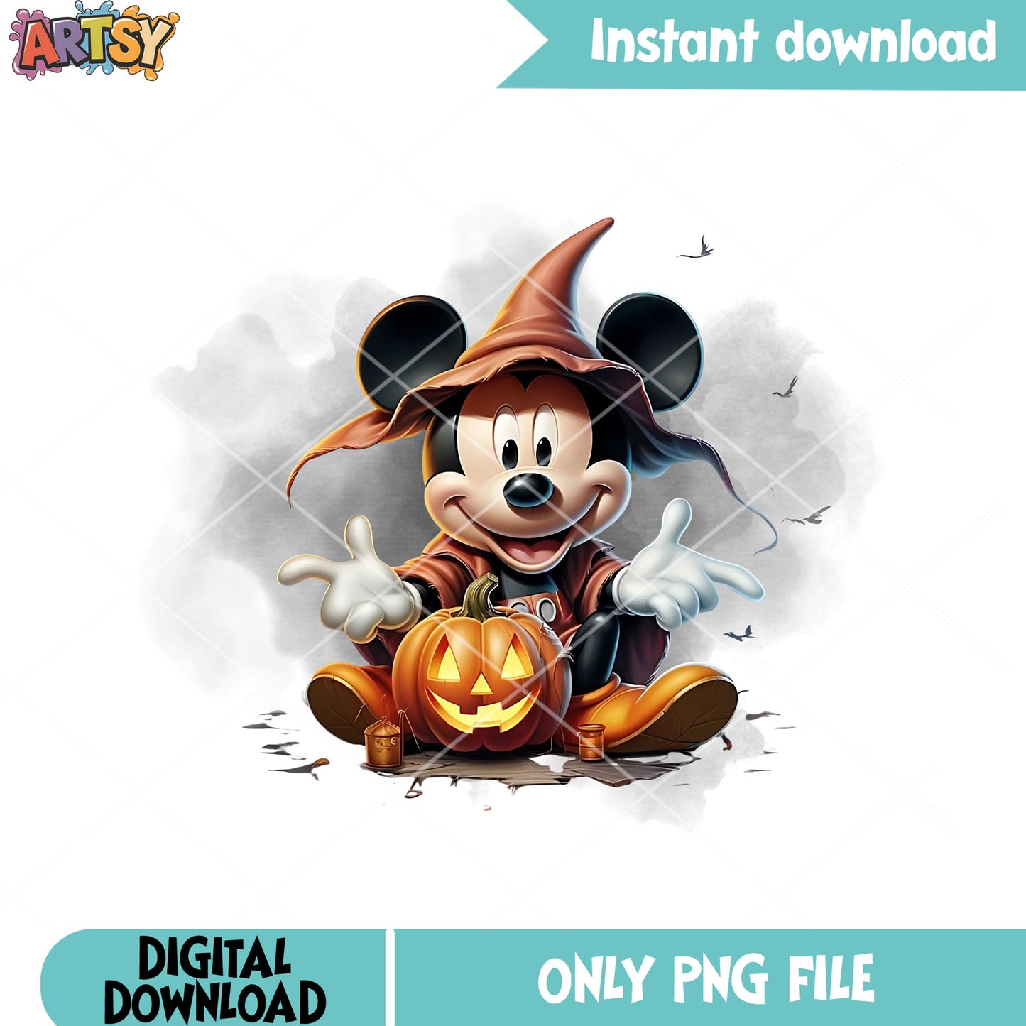 Poor Wizard mickey mouse png, disney halloween png, jack o lantern png