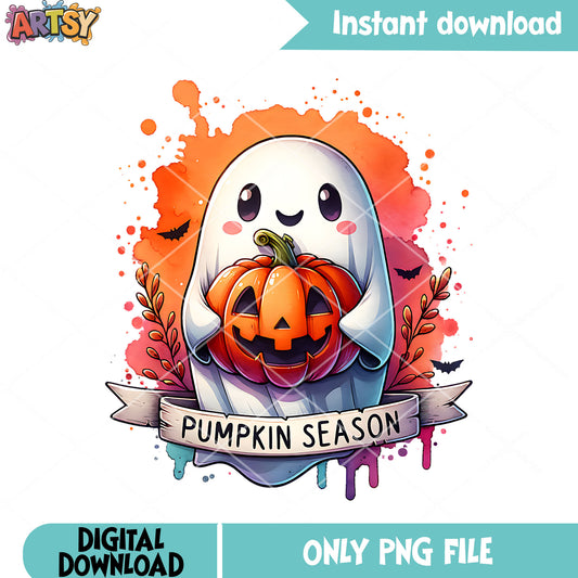 Pop art baby ghost png, jack o lantern png, halloween scary png