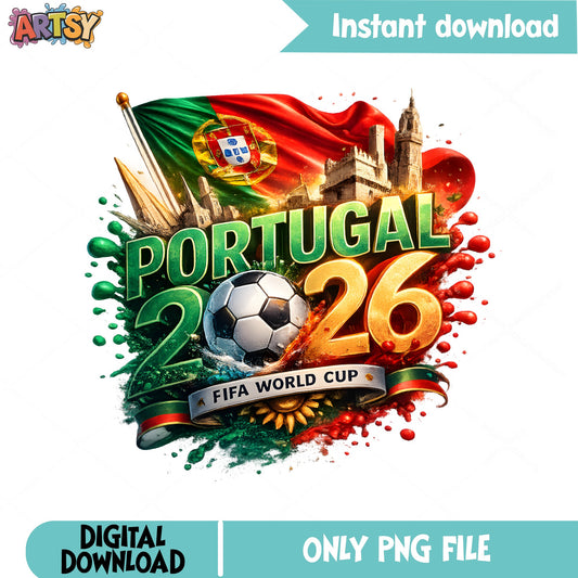 Portugal 2026 FIFA World Cup PNG, Soccer Fan Shirt, Football PNG