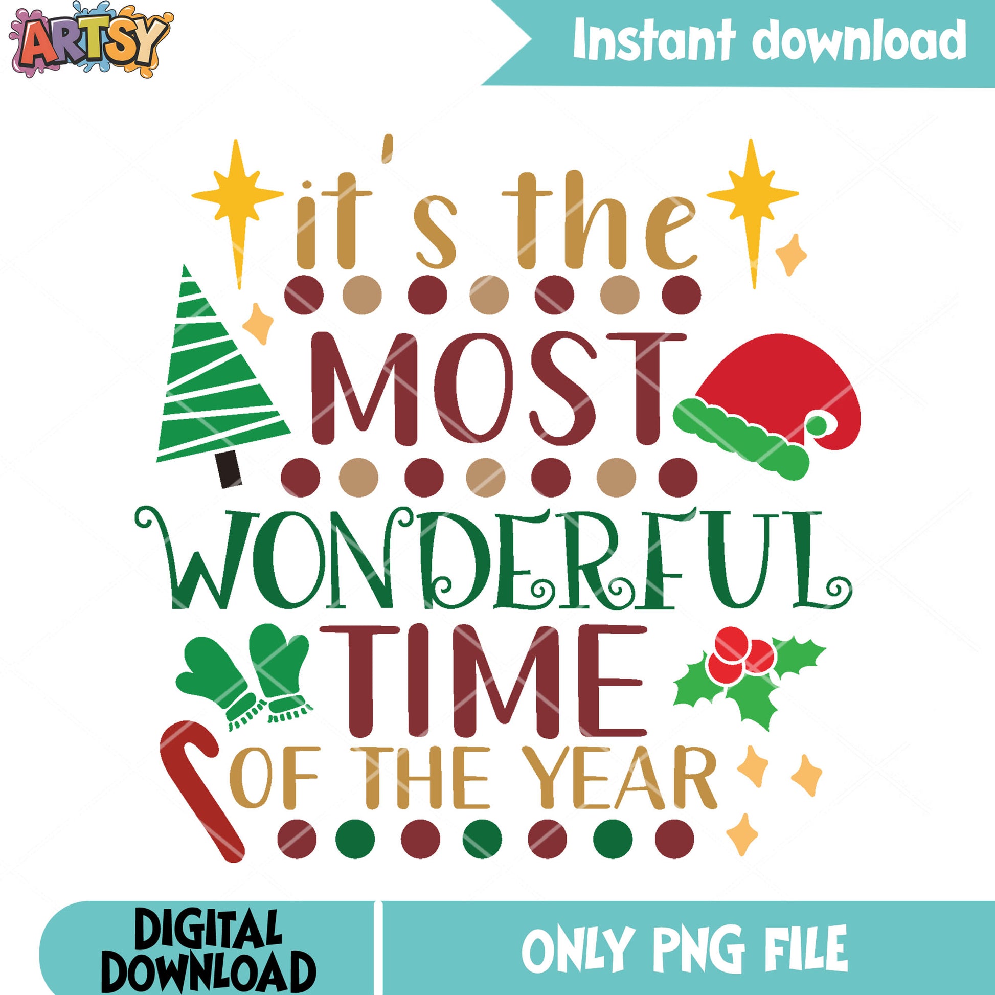 Poster christmas wonderful png, christmas tree png, christmas decor png