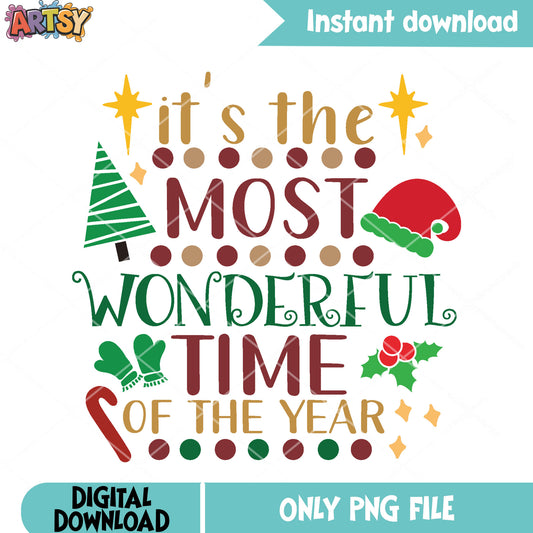 Poster christmas wonderful png, christmas tree png, christmas decor png