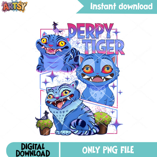 Poster derpy tiger png, card design tiger png, anime tiger png