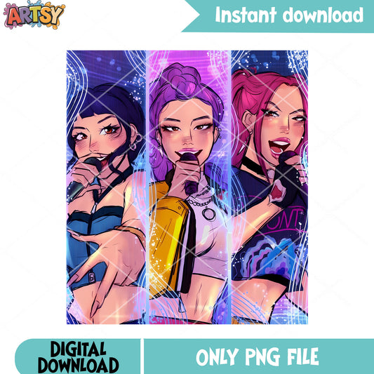 Poster huntrix performance png, anime poster art png, singers png