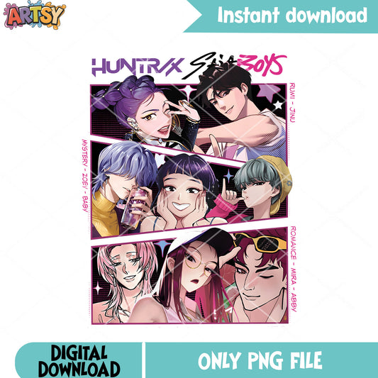 Poster huntrix saja boys png, huntrix saja png, girls boy png