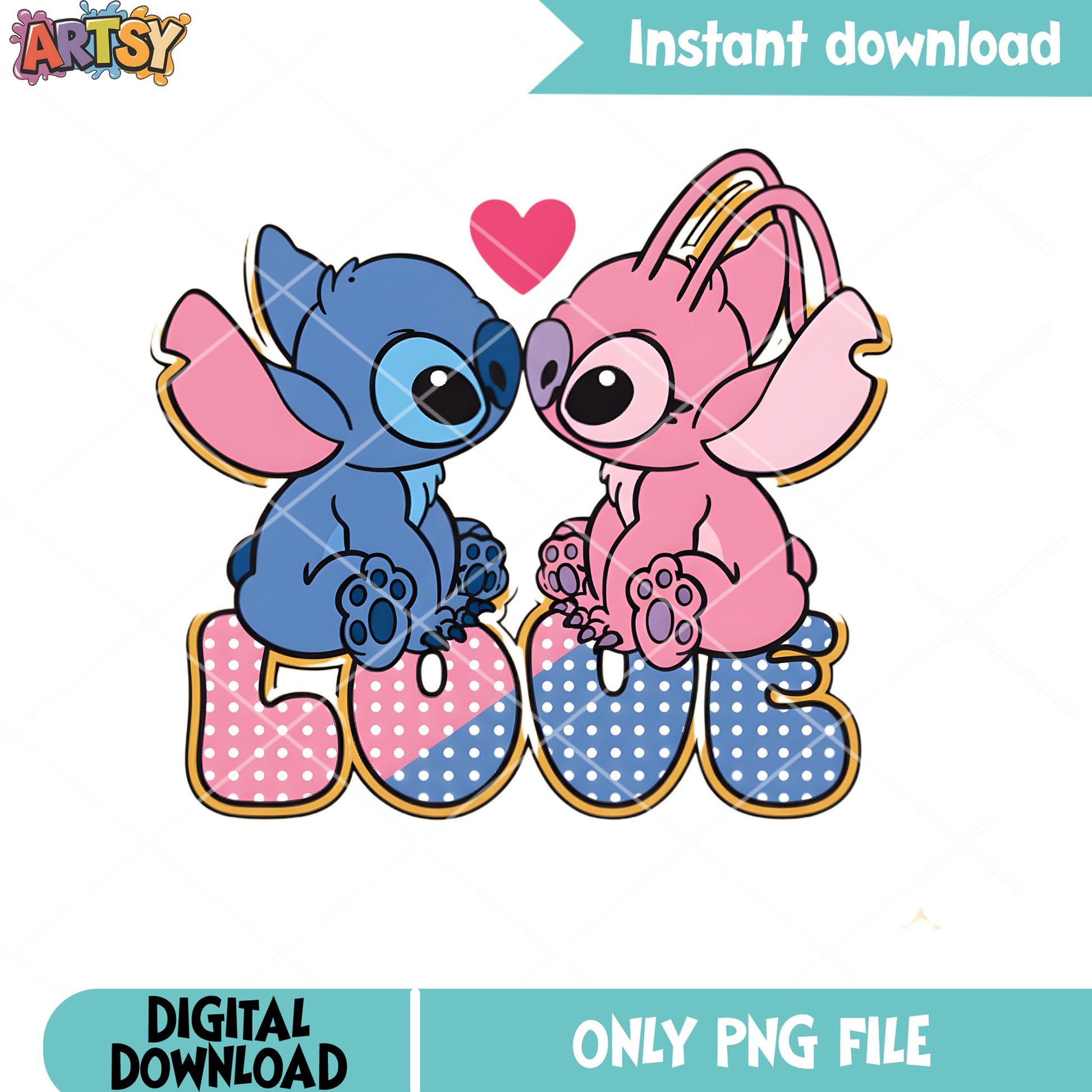 Poster lilo and angel valentine png, valentines couple png, love vibes png