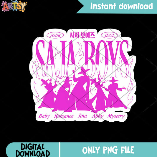 Poster saja boys logo png, kpop demon hunters png, kpop movie png