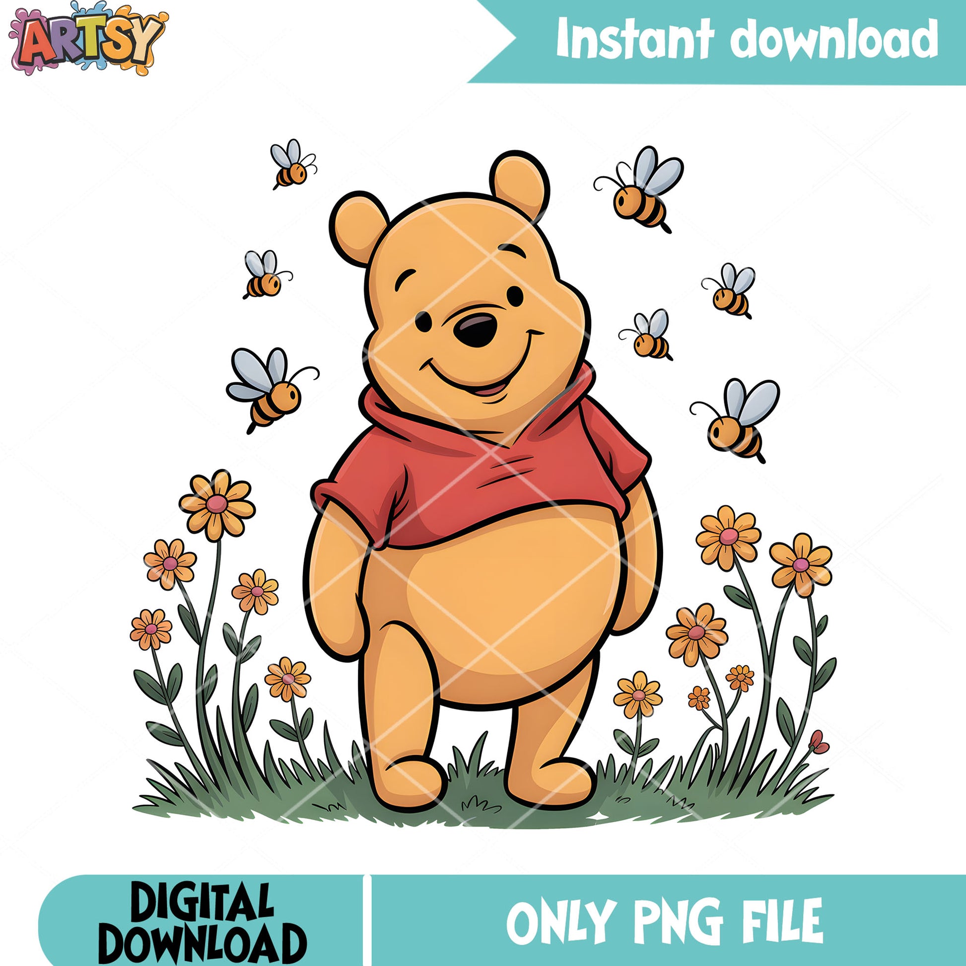 Poster silly pooh disney poster png, spring vibes png, winnie the pooh png