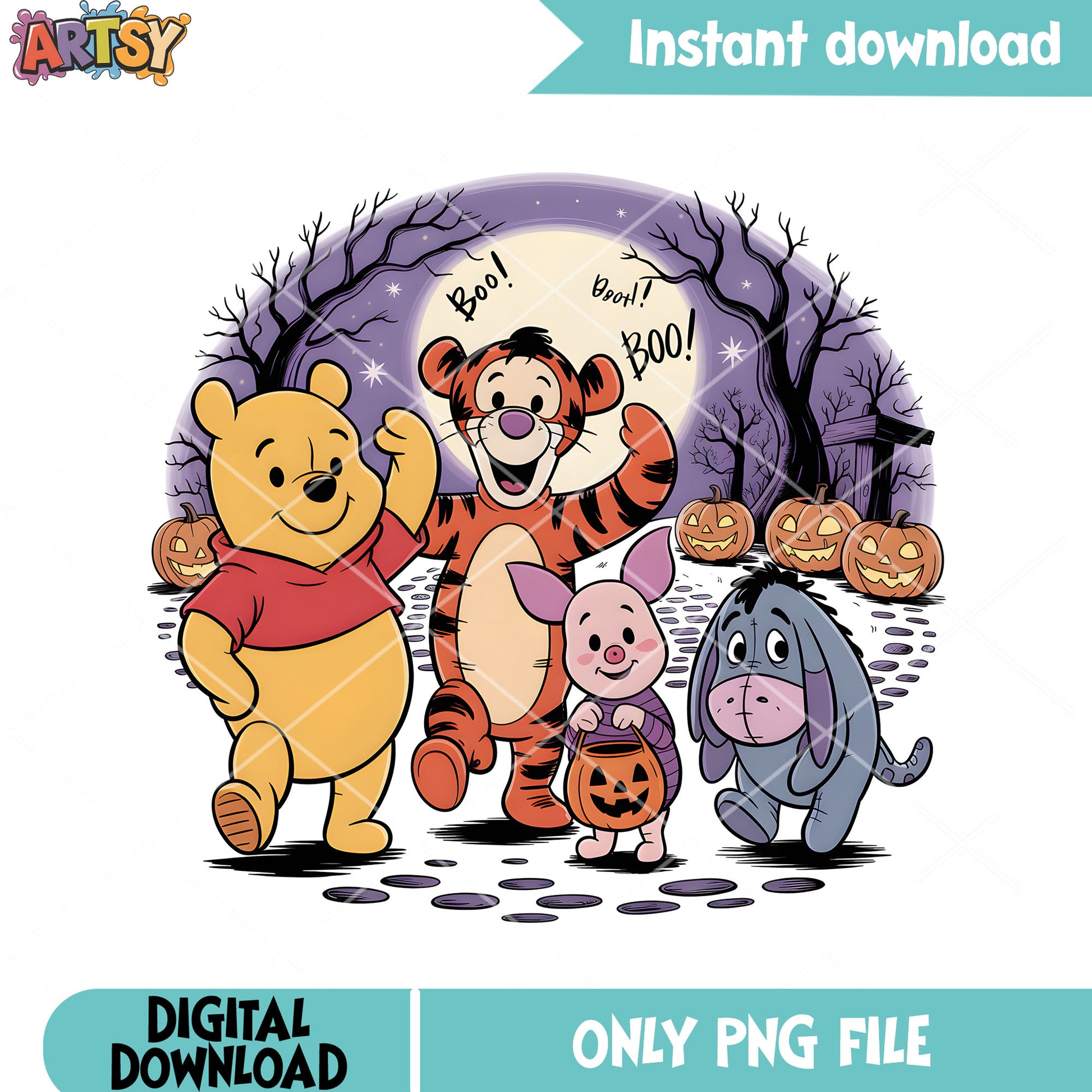 Poster winnie pooh halloween png, winnie the pooh png, trick or treat png