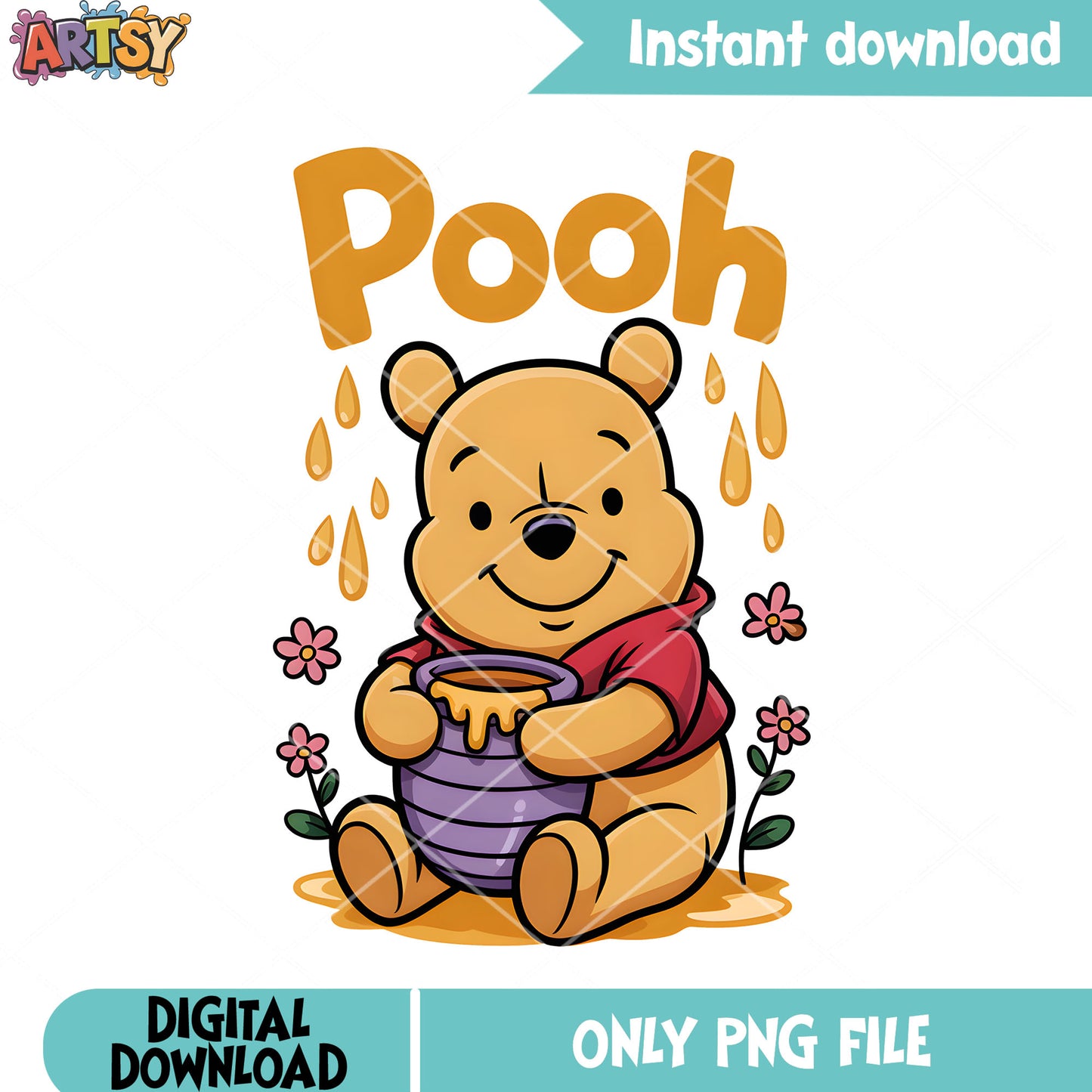 Pot honey vibes pooh png, pooh bear png, winnie the pooh png