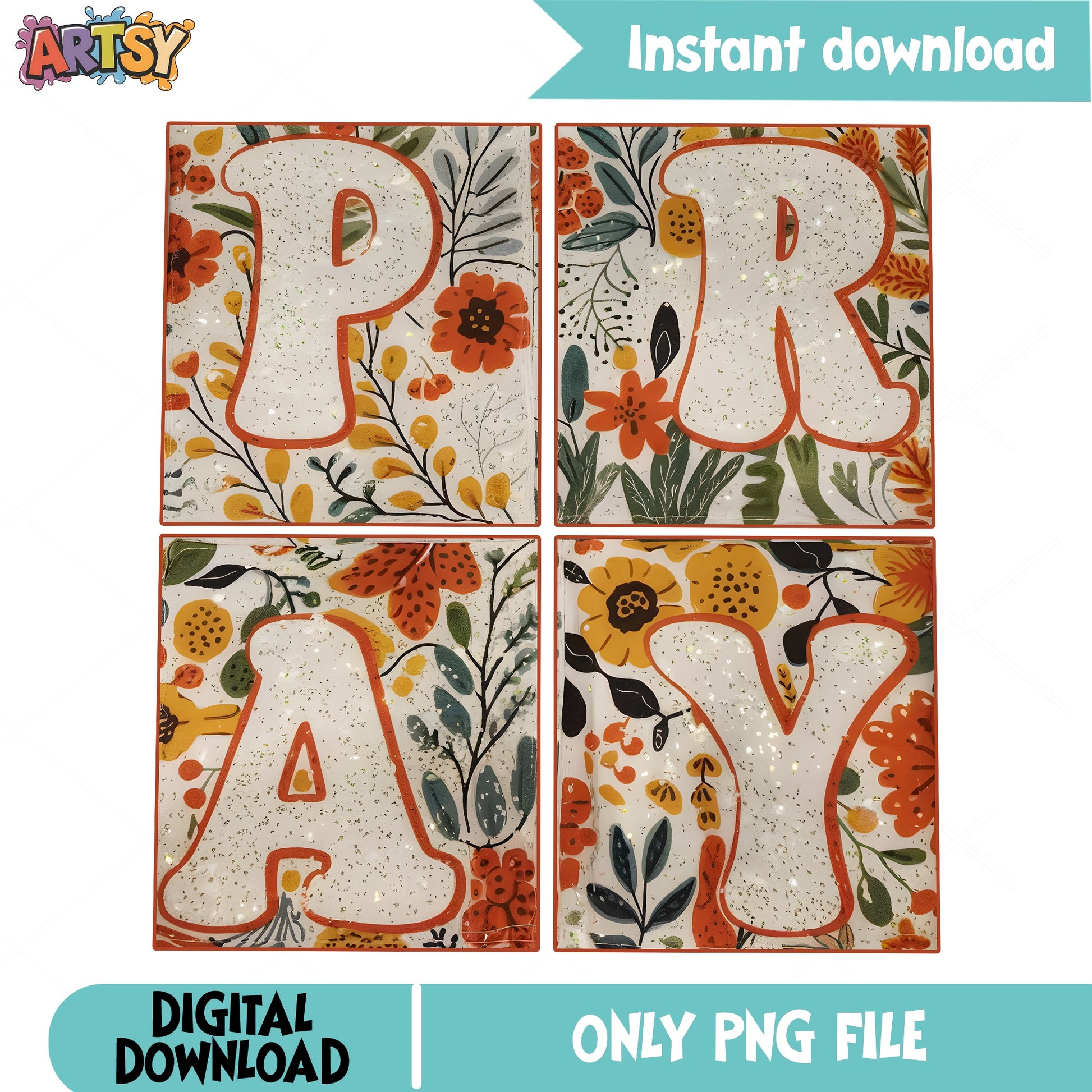 Pray Floral Glitter PNG Bundle, Christian Faith PNG, Wildflower PNG