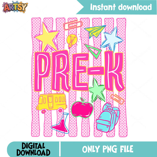 Pre-K Back To School PNG, Preschool Teacher PNG, First Day PNG