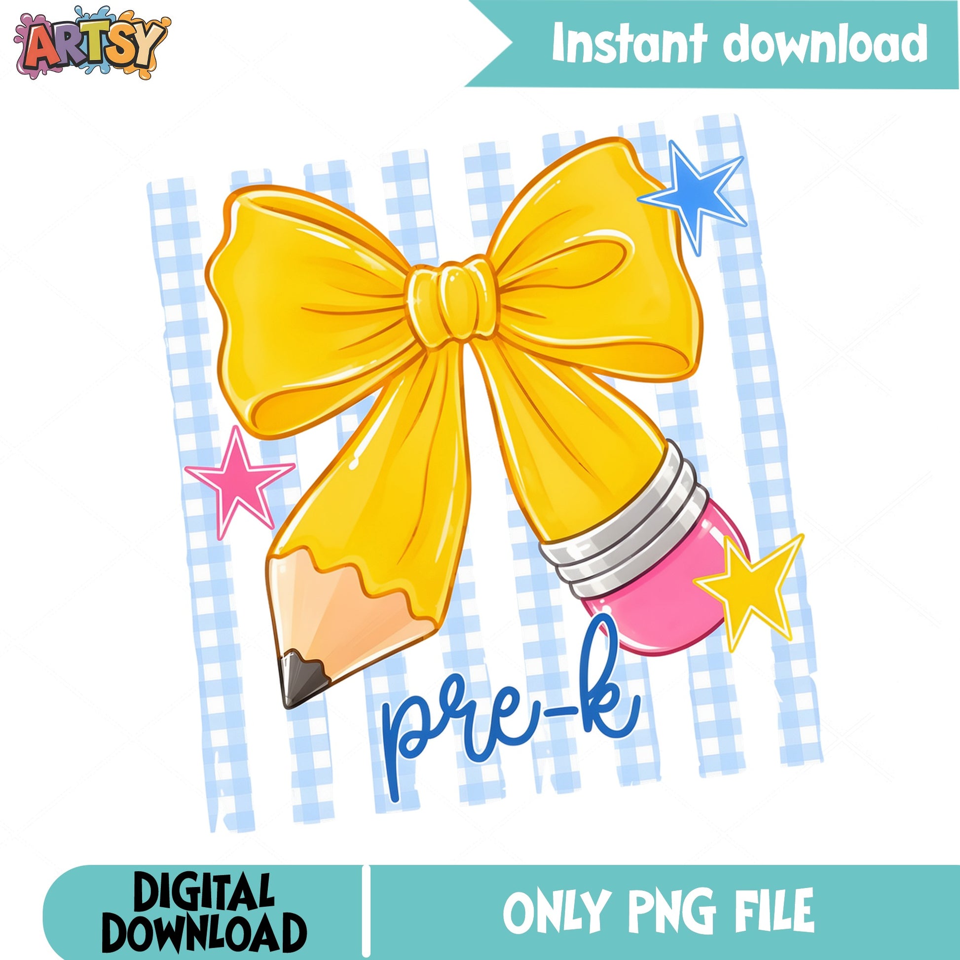 Pre-K Pencil Bow PNG, Back To School PNG, Teacher PNG