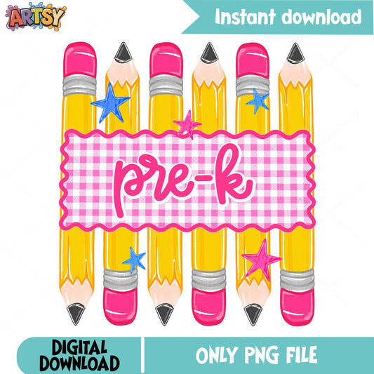 Pre-K Pencils Back To School PNG, Teacher PNG, School PNG