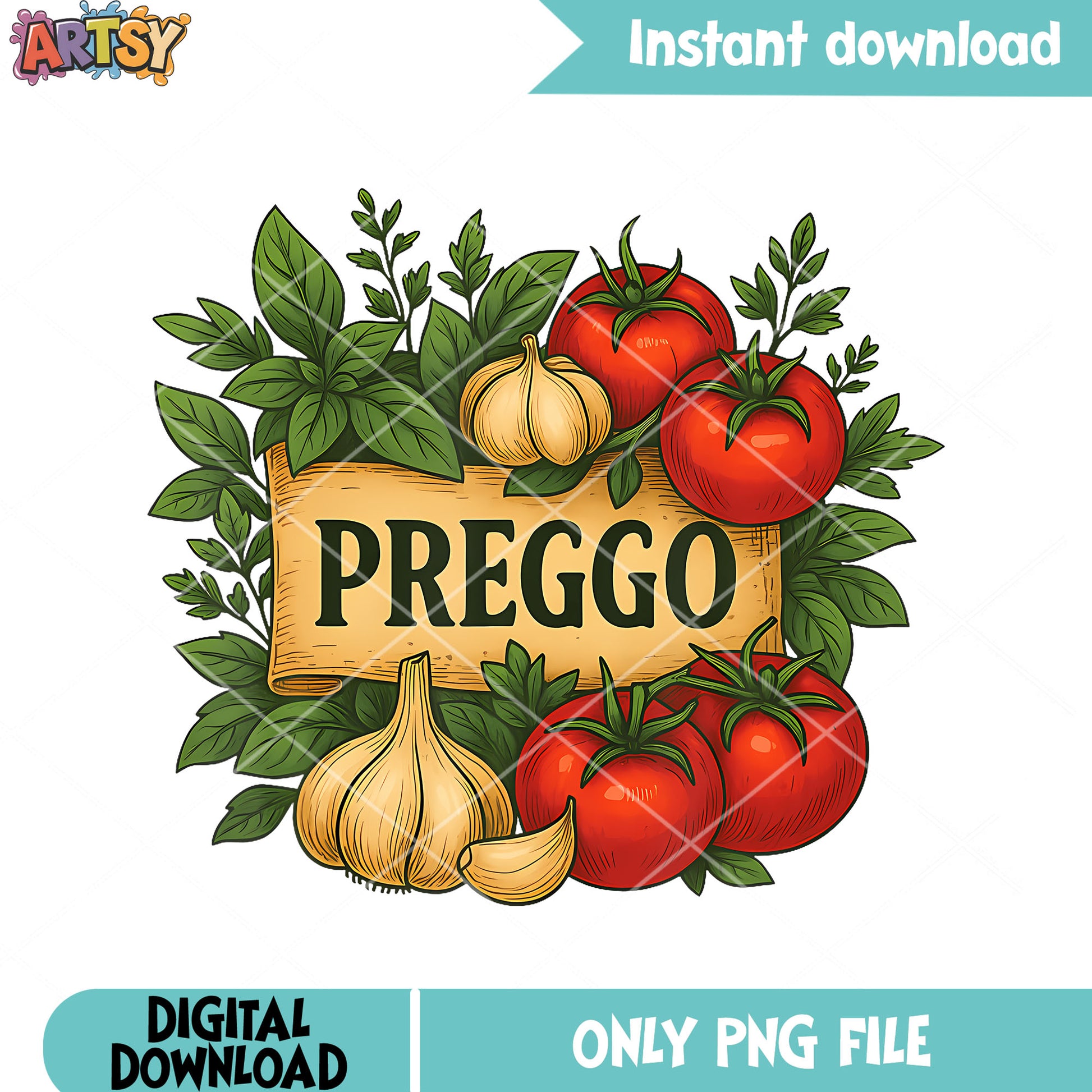 Prego Sauce Pasta T-Shirt png, italian food png, basil leaf ​png