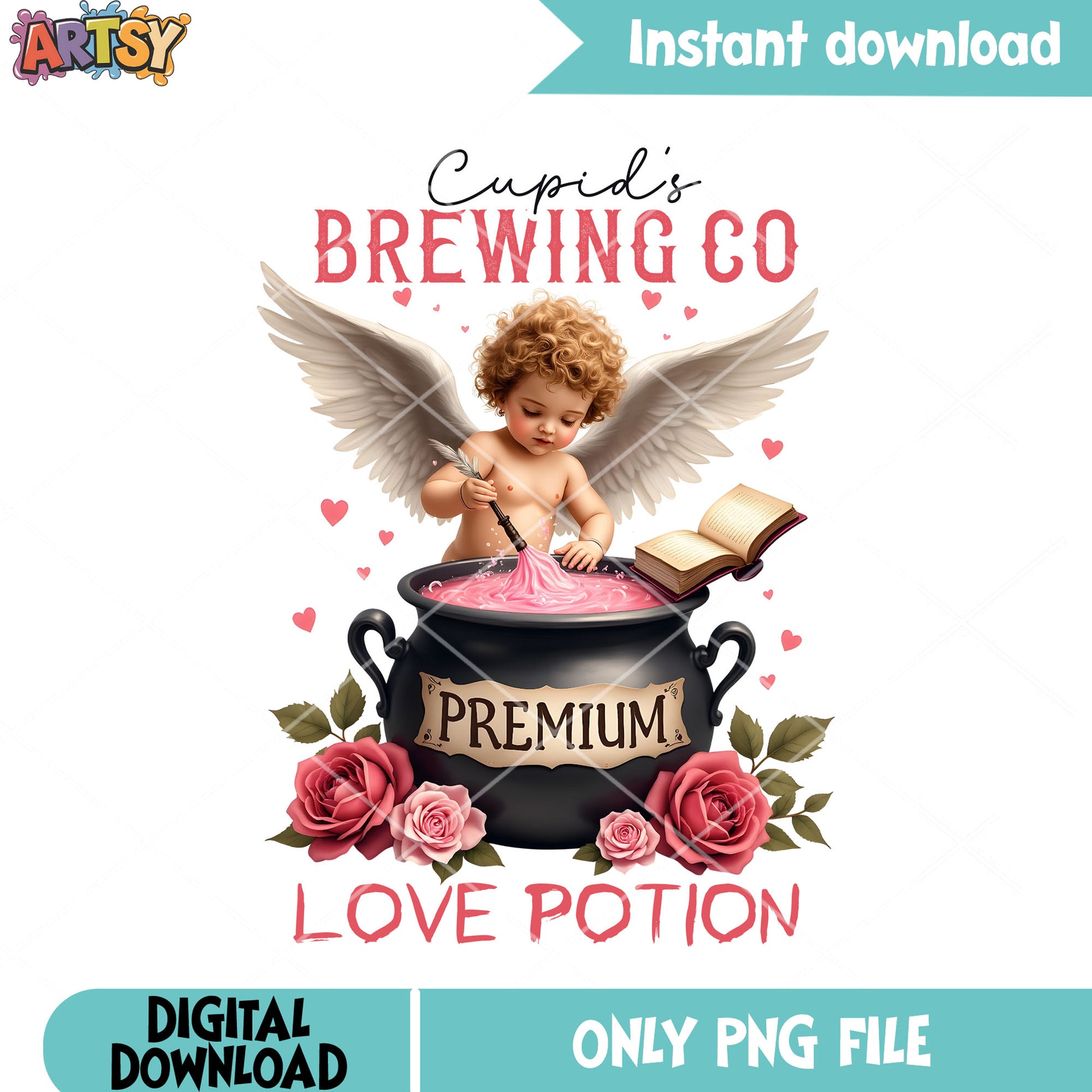 Premium love potion valentine png, valentine png, valentine cupid png