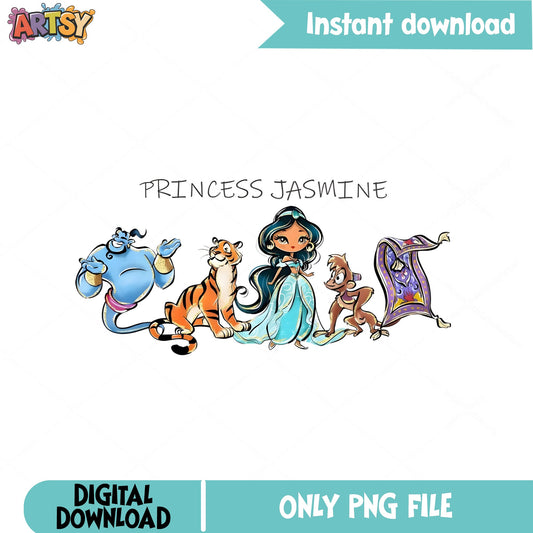 Princess Jasmine And Friends PNG, Aladdin Disney PNG, Princess PNG